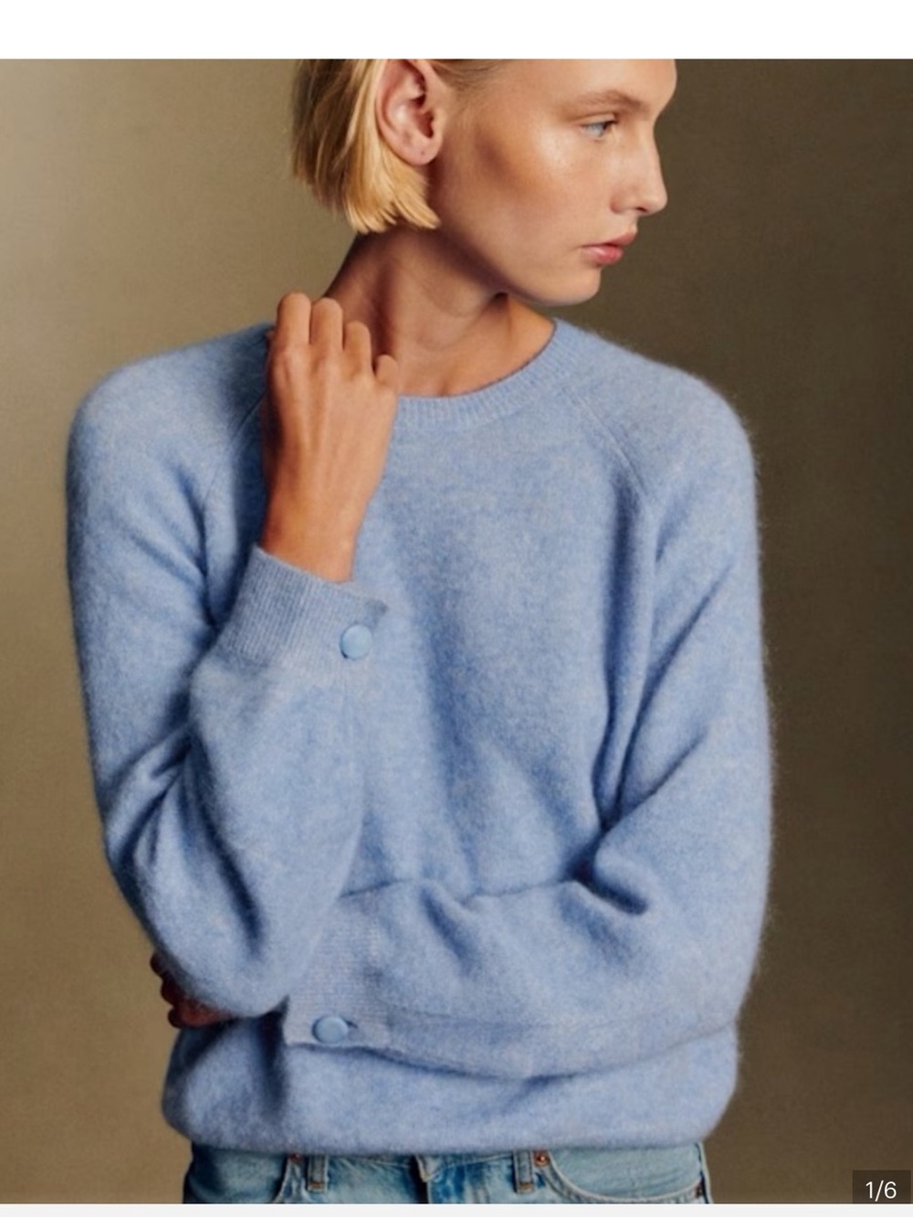Sezane Louisa Jumper Mohair Crew Sweater Polar Blue